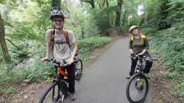Cerys and Jacob Cycling Lon Las Ogwen