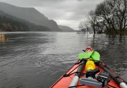 Flooded lake, and lots of rain on Llyn Cwellyn