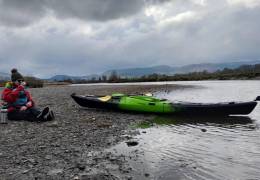 Taking a rest, and having a panad on Llyn Tegid