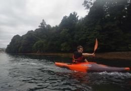 Jacob learning to kayak - Menai Strait